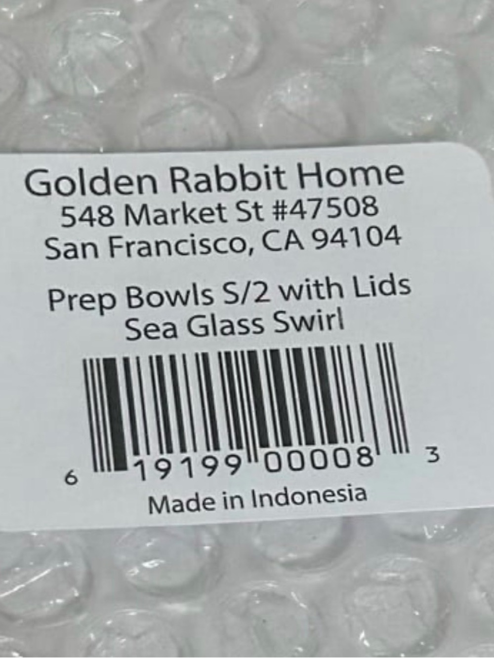 GOLDEN RABBIT Sea Glass Swirl 2-Pc Prep Bowl Set with lids - Picture 3 of 6
